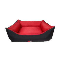 מיטה מפנקת לכלב בצבע אדום שחור מבד הדוחה מים