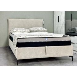 GAYA | מיטה זוגית מעוצבת עם ארגז מצעים בריפוד בד אריג 160/190 ס״מ