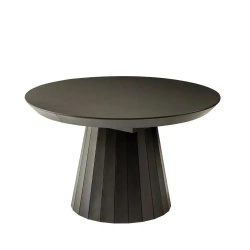 JAZZ | שולחן אוכל מעוצב עגול עם רגל עץ ייחודית ול��ק הורס רגל שחור / פלטה שחור