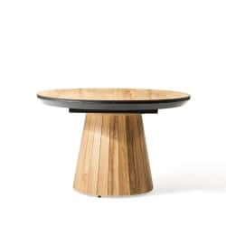JAZZ | שולחן אוכל מעוצב עגול עם רגל עץ ייחודית ול��ק הורס רגל אלון / פלטה אלון