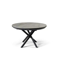 OCEAN | שולחן אוכל עגול ומרווח במיוחד עם רגלי מתכת בעיצוב ייחודי אפור מט רטרו