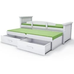 LAGUNA | מיטת ילדים איכותית עם מיטת חבר, מעקה ומזרנים במתנה! תוצרת רהיטי עין חרוד לבן / 80/190 ס״מ