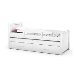 RONA | מיטת ילדים בעיצוב הורס עם מיטת חבר, מעקה ומזרנים במתנה! תוצרת רהיטי עין חרוד לבן / 90/190 ס״מ