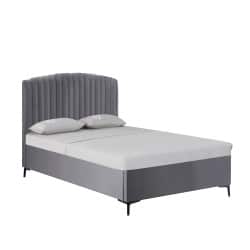 Ronda | מיטה וחצי מבד בעיצוב מעוגל עם ארגז מצעים אפור / 120/190 ס״מ