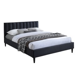 Loren |  מיטת זוגית מבד בעיצוב קלאסי עם ראש פסים שחור / 140/190 ס״מ
