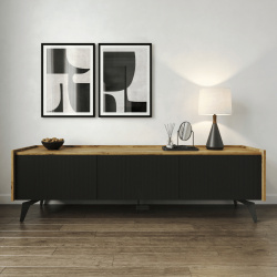 TIMBER | מזנון לסלון בעיצוב מודרני עם חריטות מעוגלות בחזית 240 ס״מ – 4 דלתות