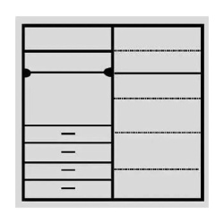 RIVKA | ארון בגדים סנדוויץ׳ בעיצוב כפרי עם מגירות וטריקות שקטות 180 ס״מ – 4 דלתות