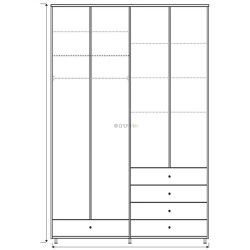 Alon | ארון בגדים מעוצב ואיכותי מסנדוויץ’ עם 4 דלתות ומגירות 240 ס״מ – 6 דלתות