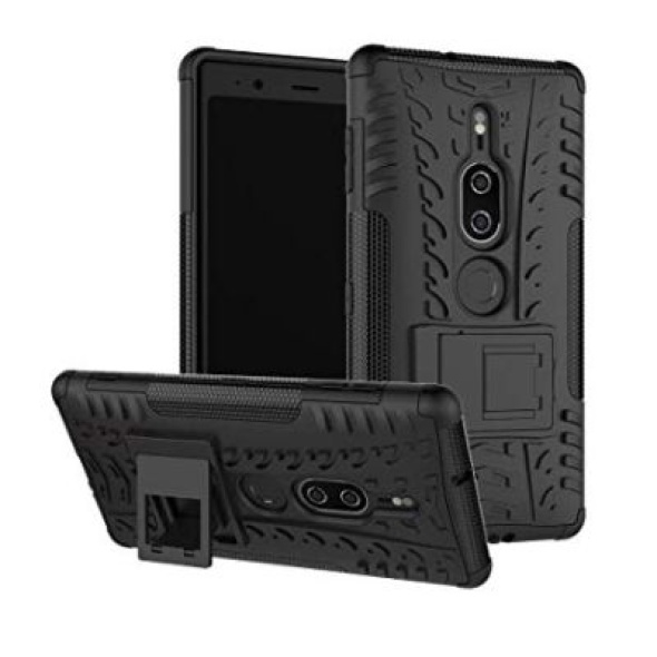 כיסוי extreme armor kickstand בצבע שחור-שחור ל-sony xperia xz2 premium