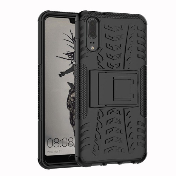 כיסוי extreme armor kickstand בצבע שחור-שחור לוואווי p20 – huawei p20