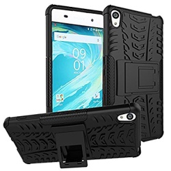 כיסוי extreme armor kickstand בצבע שחור-שחור ל-sony xperia x