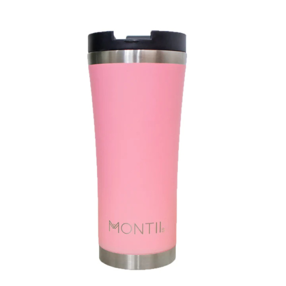 כוס קפה תרמית מנירוסטה כפולה ענק – תות MontiiCo Mega Coffee Cup – Strawberry