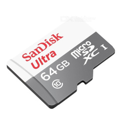 כרטיס זיכרון ultra microsdxc של חברת sandisk בנפח 64gb מהירות class 10