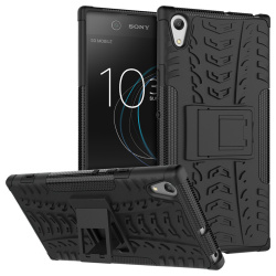 כיסוי extreme armor kickstand בצבע שחור-שחור ל-sony xperia xa1 ultra