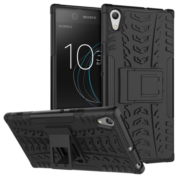 כיסוי extreme armor kickstand בצבע שחור-שחור ל-sony xperia xa1 ultra