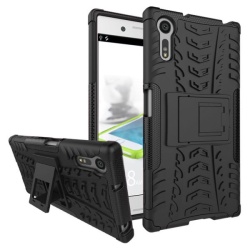 כיסוי extreme armor kickstand בצבע שחור-שחור ל-sony xperia xz