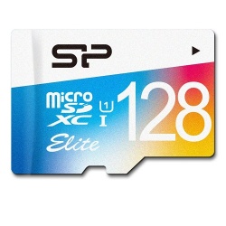 כרטיס זיכרון elite microsd של חברת silicon power בנפח 128gb מהירות 10 class + מתאם