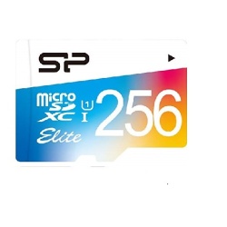 כרטיס זיכרון elite microsd של חברת silicon power בנפח 256gb מהירות 10 class + מתאם