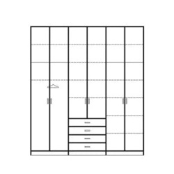 Ram | ארון בגדים גבוהה במיוחד עם דלתות ומגירות 240 ס״מ – 6 דלתות