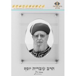 תמונת זכוכית הרב עובדיה יוסף – מסגרת כסופה 50-cm-70-x